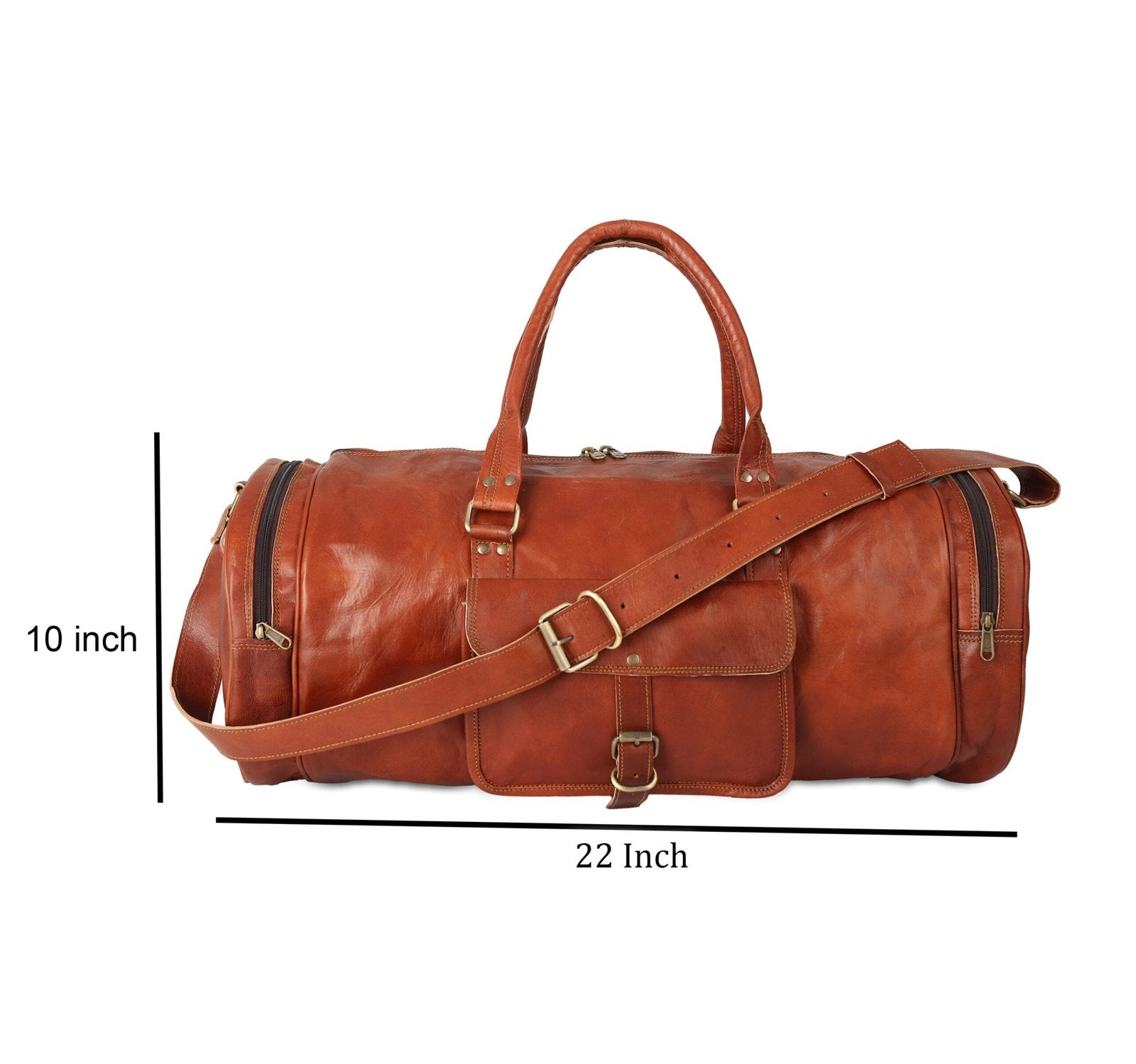 22 Inch Round Leather Travel Duffle Bag